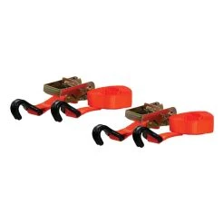 Curt Manufacturing Cargo Ratchet Straps Orange 1inx16ft 2-Pack