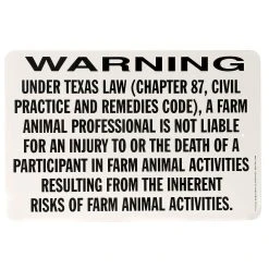 Noble Beasts Graphics Texas Warning And Liability Sign 12in.x18in.